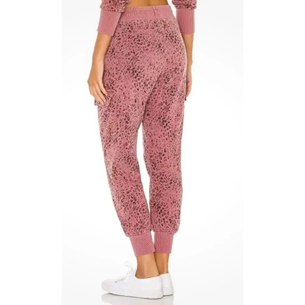 Anthropologie Sundry Pink Leopard Cargo High Waisted Jogger Womens Size 4/ US XL
